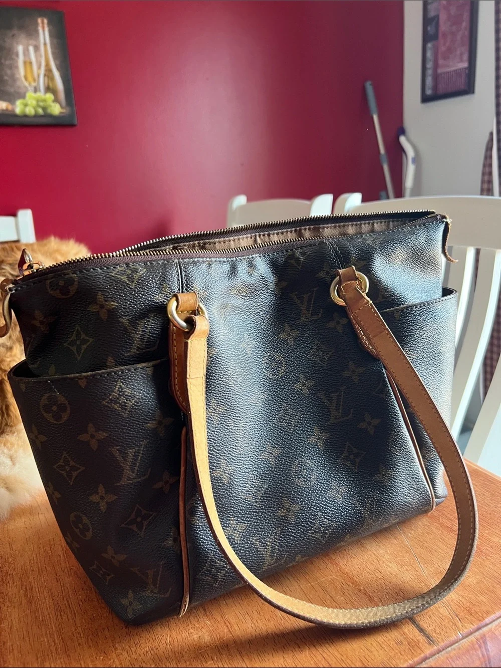 Louis Vuitton Monogram Canvas Tote with Tan Leather Straps - Picture 2 of 6